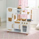 Bucatarie Moderna Alba de joaca pentru copii cu Accesorrii Incluse - Bucatarie Modern White and Gold din lemn de la Kidkraft Bucatarie Moderna Alba de joaca pentru copii cu Accesorrii Incluse - Bucatarie Modern White and Gold din lemn de la Kidkraft